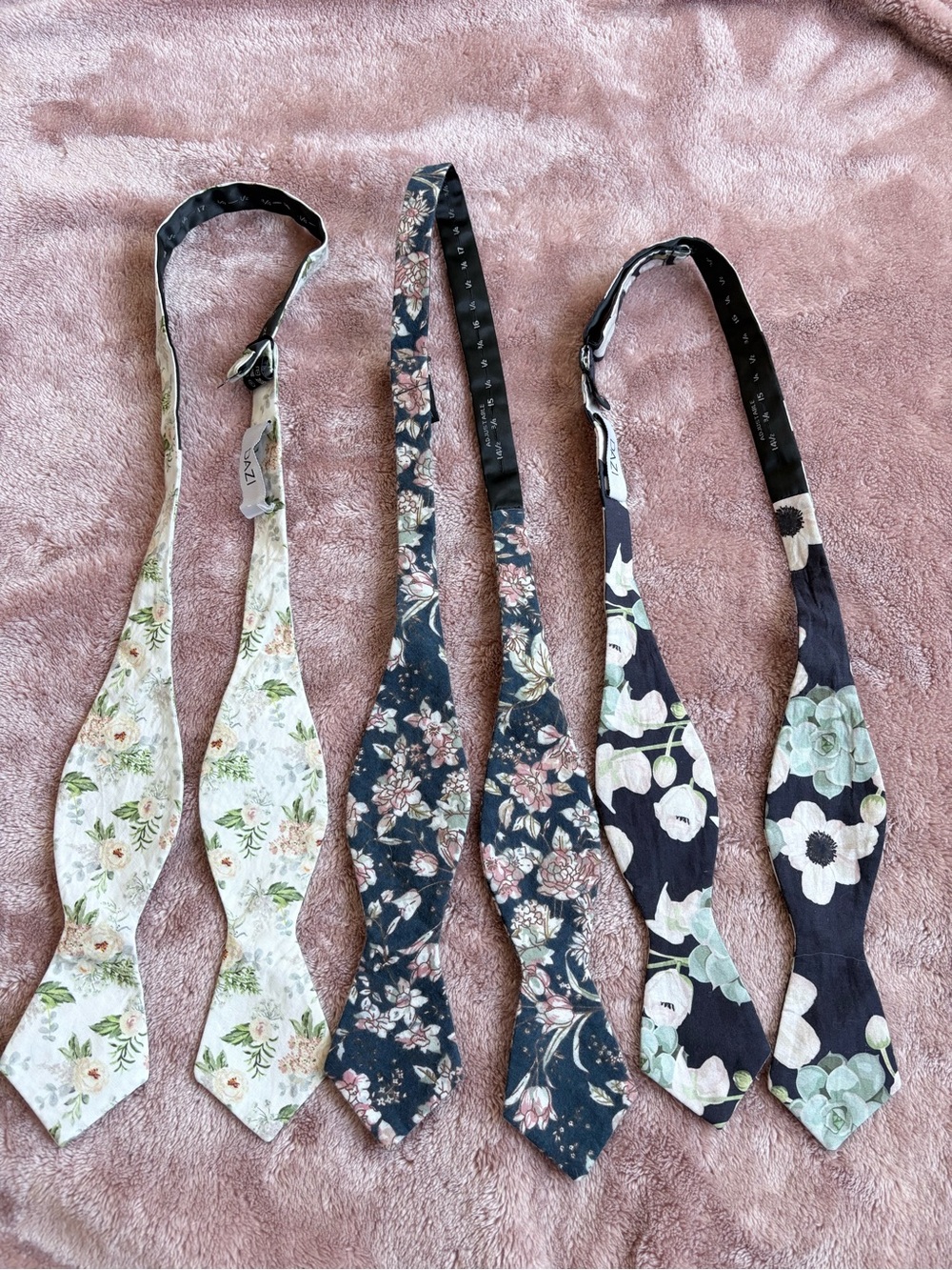 DAZI Floral Bow Tie Lot of 3 100% Cotton Adjustable Self Tie